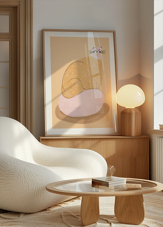 Chat dans une illustration de maillot jaune beurre Poster