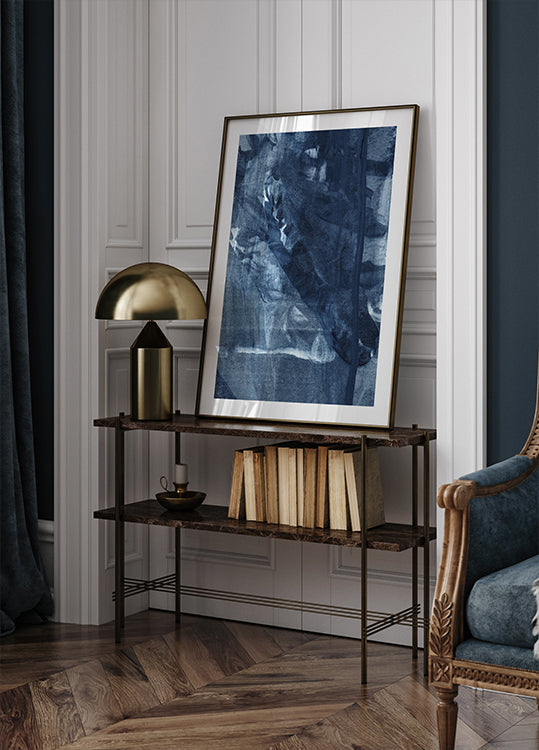 Poster Lignes verticales fluides de texture bleue