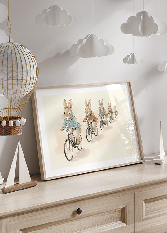 Amis lapins à vélo Poster