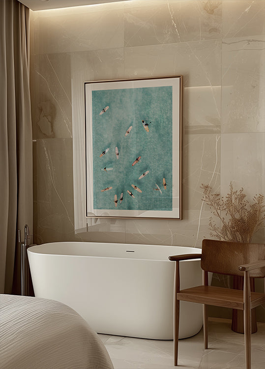 Surfeurs en mer n°2 Poster