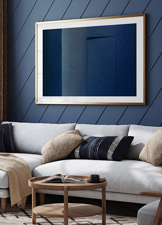 Minimalisme bleu ou une porte secrète Poster