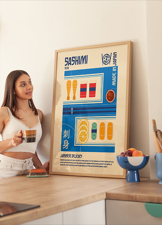Impression de nourriture japonaise Sashimi Poster