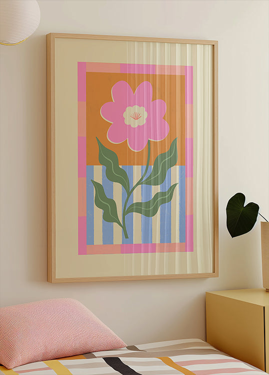 Fleur abstraite rose Poster