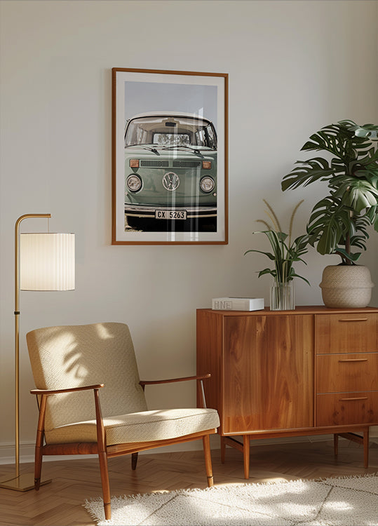Design classique dans des voitures aux tons verts doux Poster