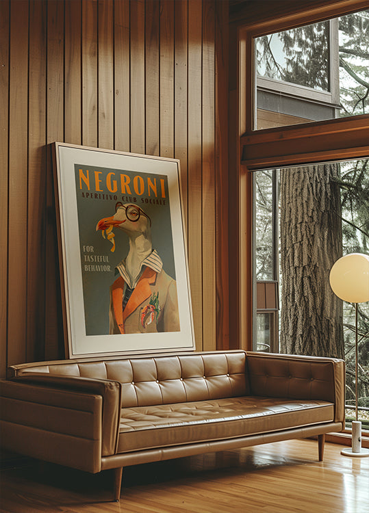 Negroni Art Déco Vintage d'une mouette fantaisie Poster