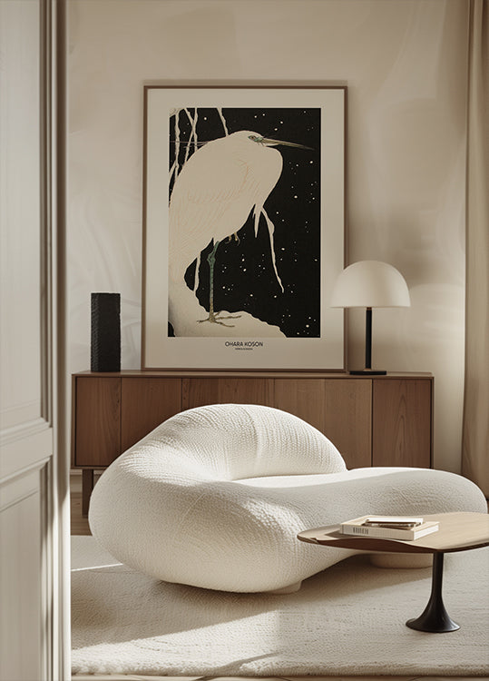 Héron dans la neige Poster