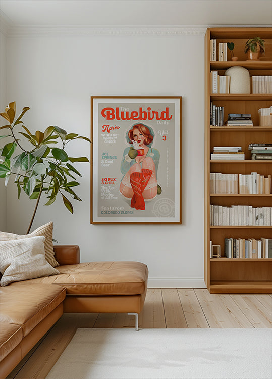 Le Bluebird Daily Vintage Pin Up Ski Art Poster