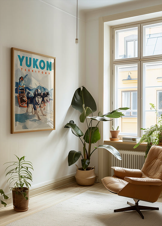 Affiche de voyage en traîneau à chiens du Territoire du Yukon