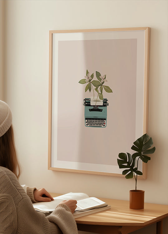 Machine à écrire botanique Poster