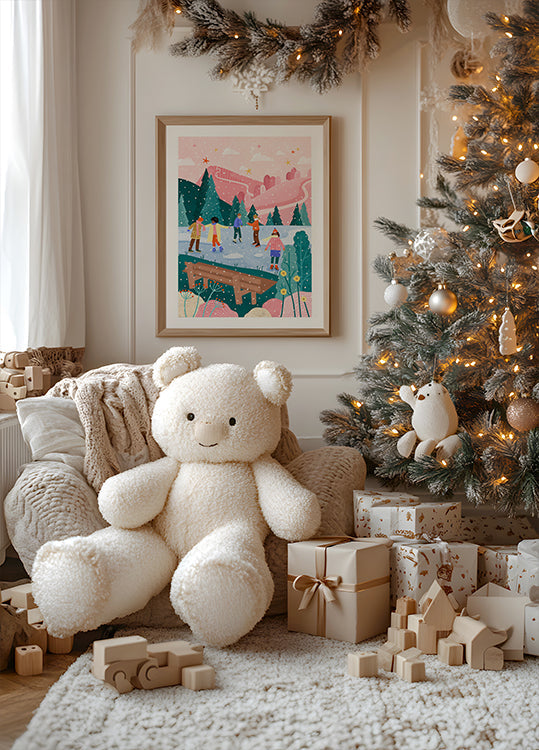 Personnes, patinage sur glace, affiche