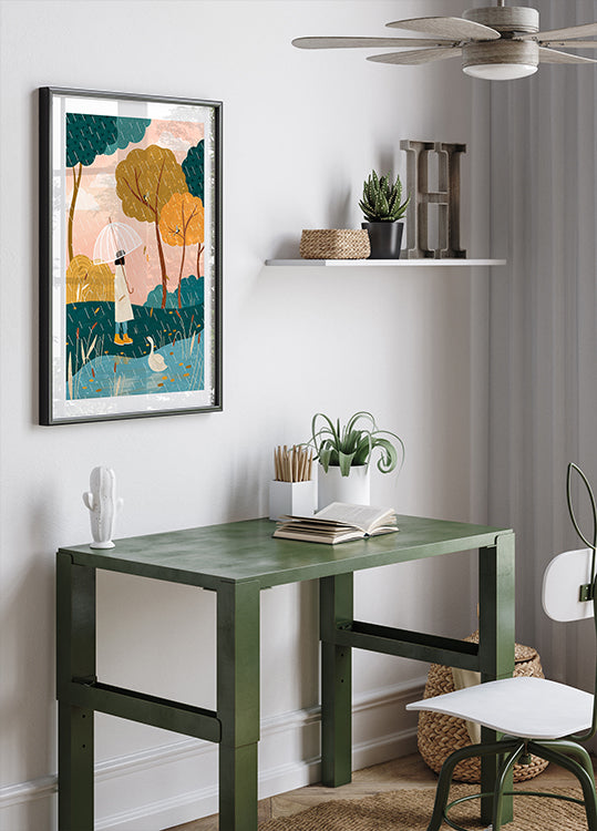 Promenade des jours de pluie Poster