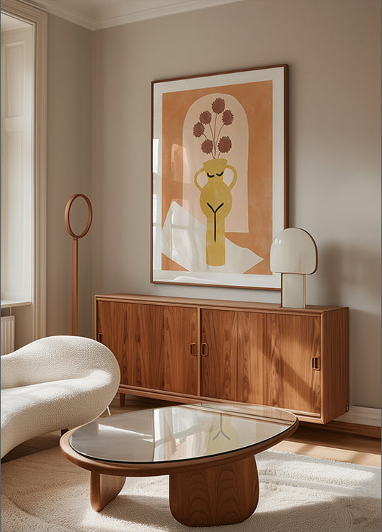 Vase stylisé ressemblant à une forme féminine Poster