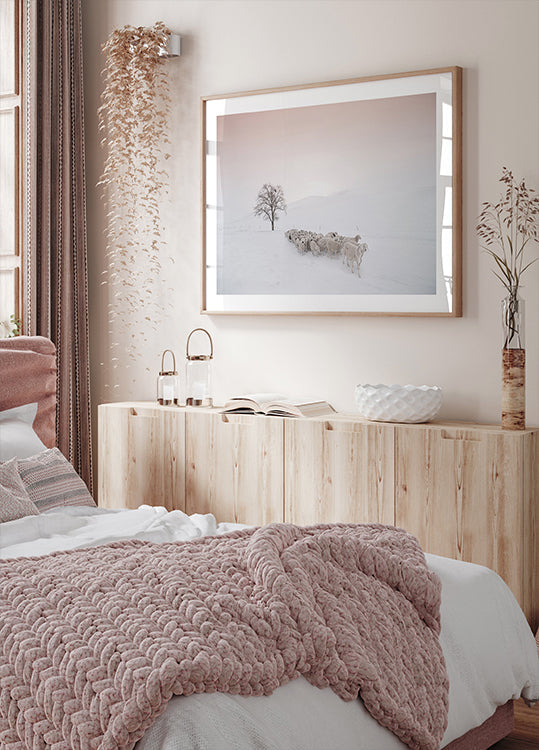 Troupeau à la recherche de nourriture Poster