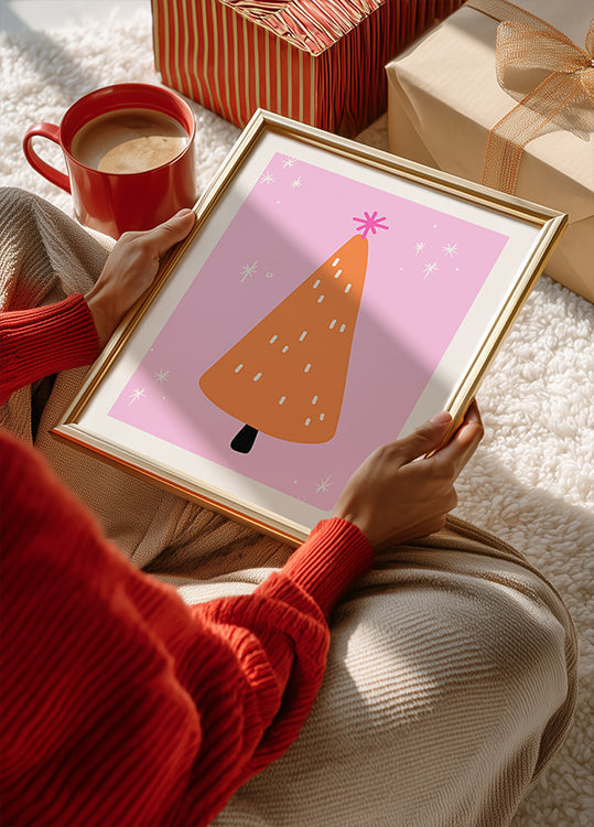 Oranger avec rose et étoiles Poster