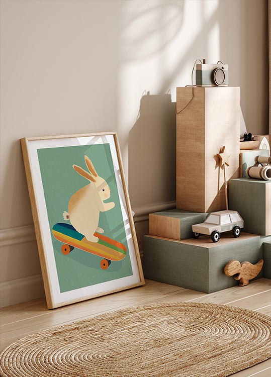 Lapin de skateboard Poster