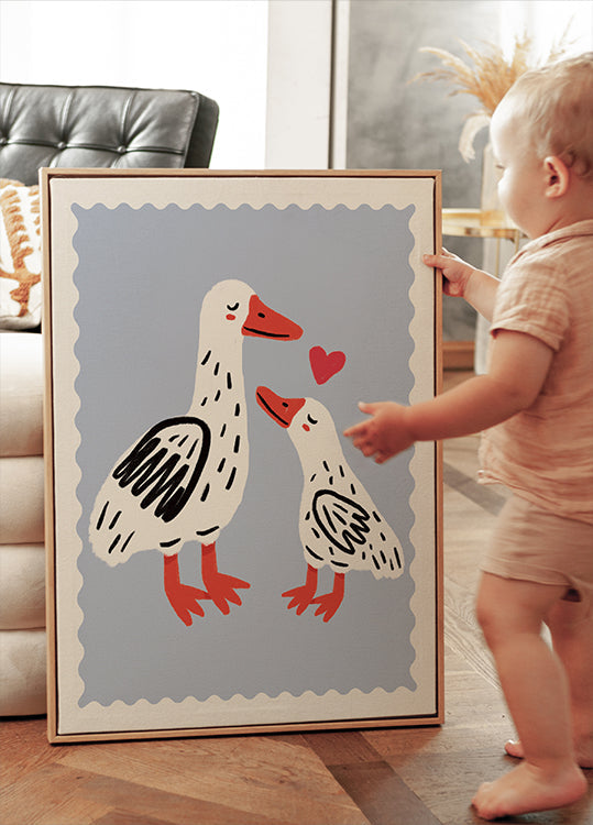 Mère canard et caneton Poster