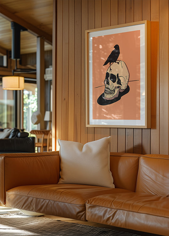 Crâne et corbeau Poster