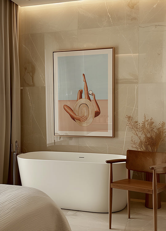 Fille au bord de la piscine Poster