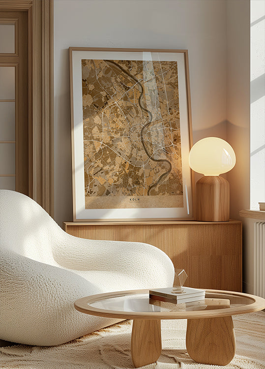 Carte vintage sépia de Cologne Allemagne (NOUVEAU)