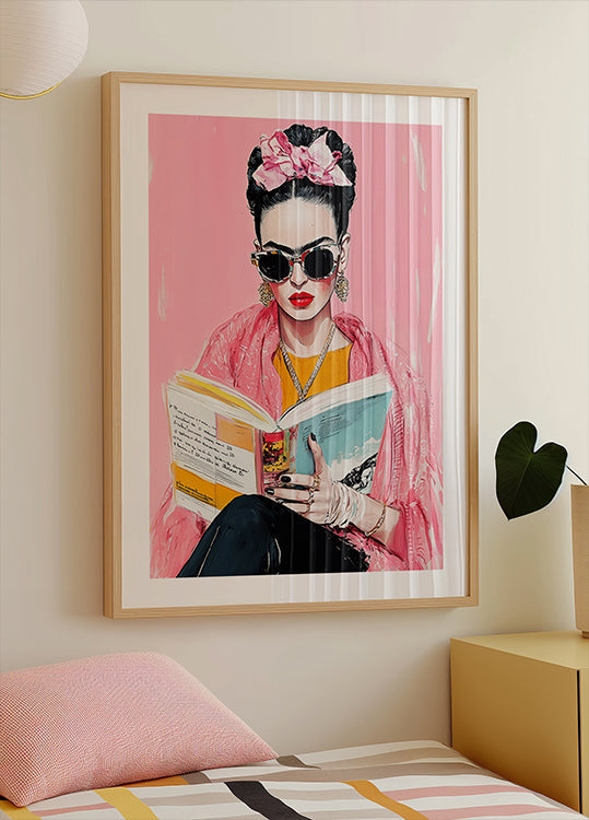 Frida lisant le livre Poster
