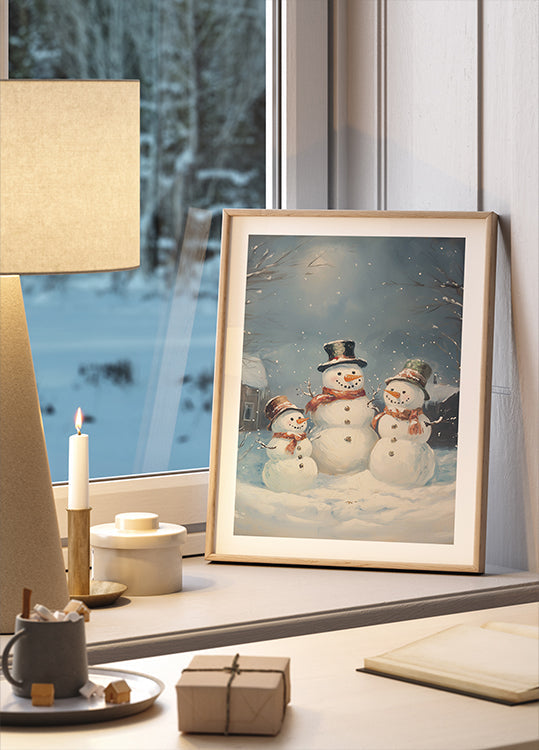Famille de bonhommes de neige Poster