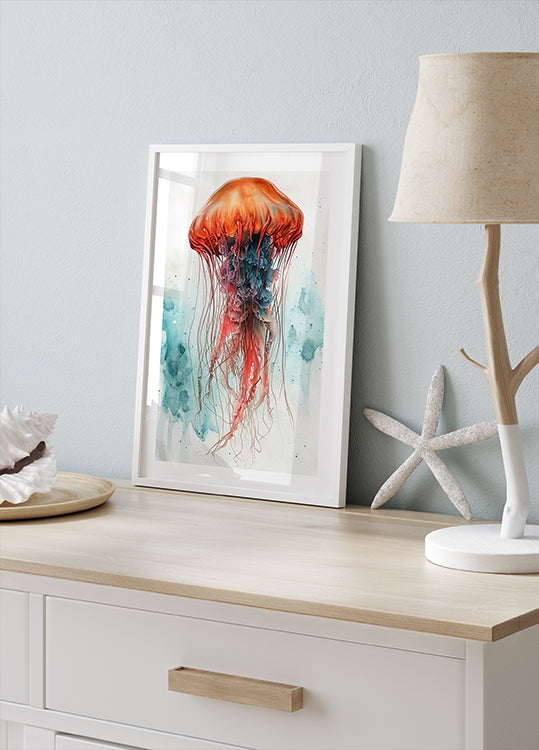 Art aquarelle animal Medusa Sea Life Poster