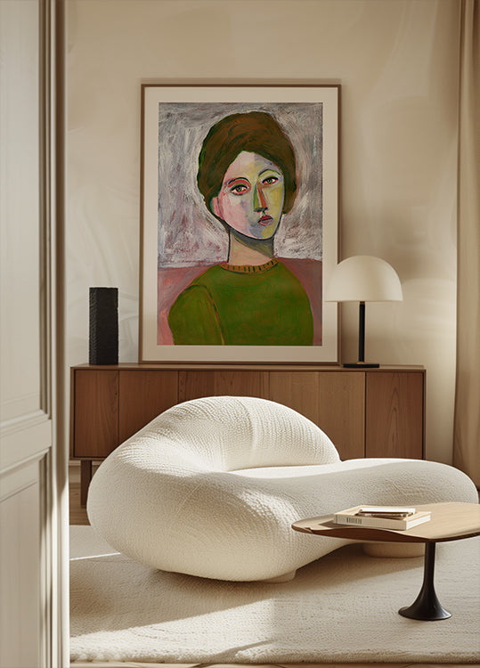 La femme au pull vert