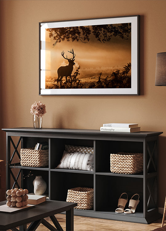 Cerf rouge dans la brume Poster