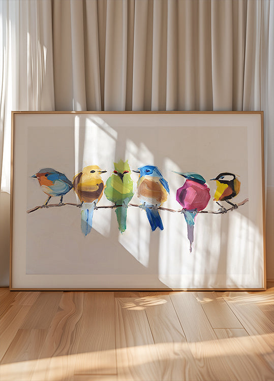 Oiseaux sur une branche Poster