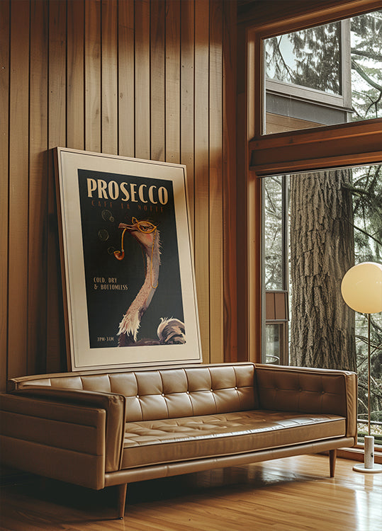 Art déco Prosecco Wall Art d’une affiche d’autruche