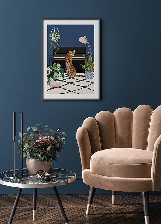 Guépard jouant du piano Poster