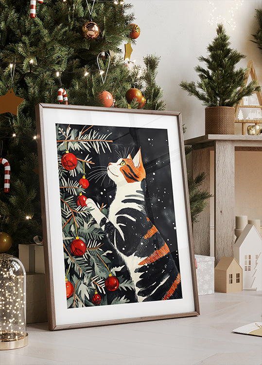 Les chats adorent l'arbre de Noël Poster