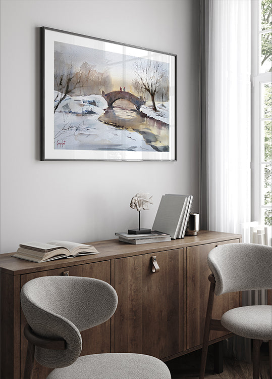 Pont d'hiver et tranquille Poster