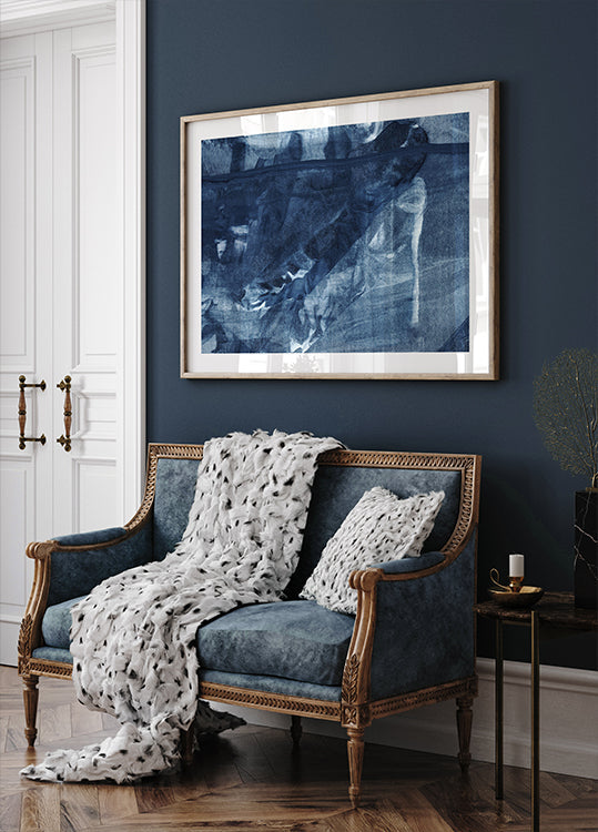 Poster Lignes verticales fluides de texture bleue