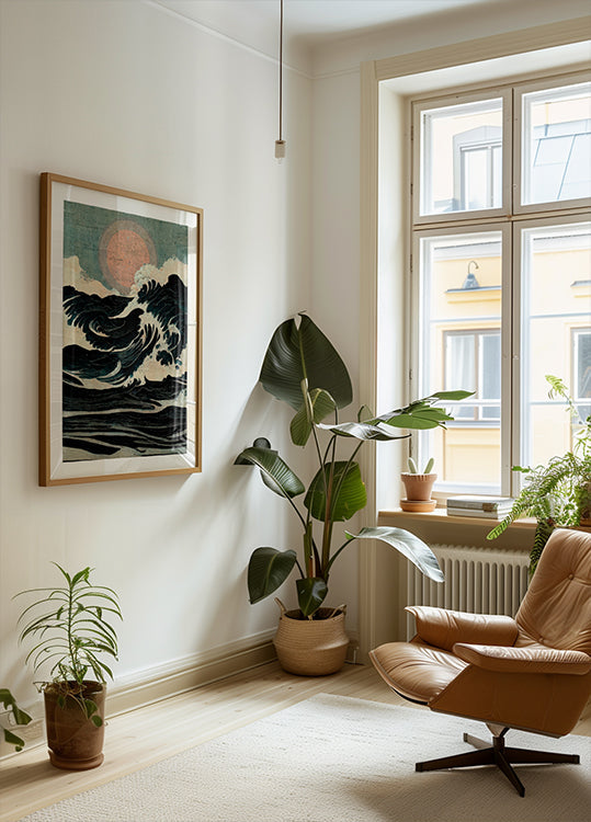 Paysage d'ondes céleste Poster