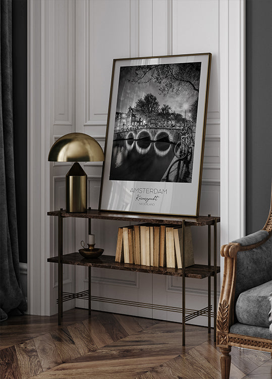 Focus: AMSTERDAM Paysage nocturne idyllique depuis Keizersgracht Poster