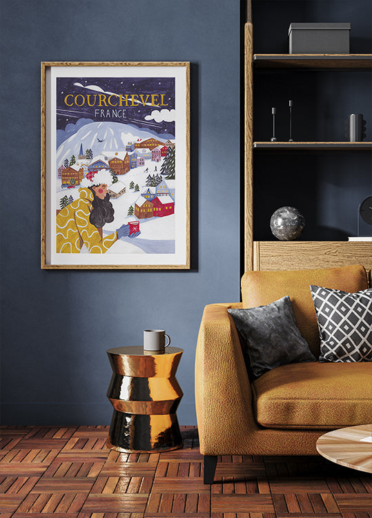 Poster Femme de voyage en France, Courchevel