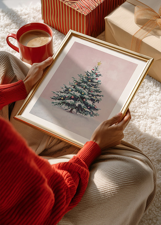 Arbre de Noël enneigé Poster