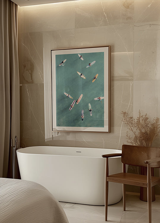 Surfeurs en mer n°3 Poster