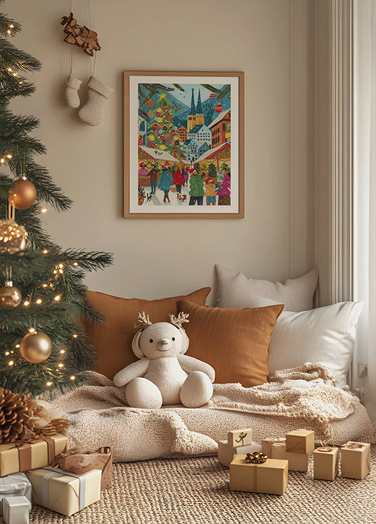 Marché de Noël dans le village Poster