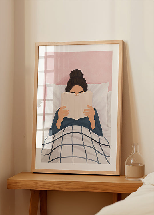 Fille lisant un livre Poster