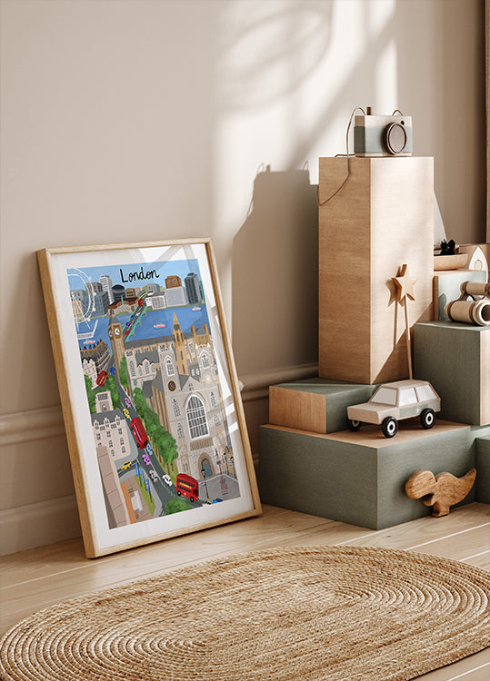 Ville de Londres avec vue sur la Tamise et Big Ben par l'artiste Carla Daly Poster