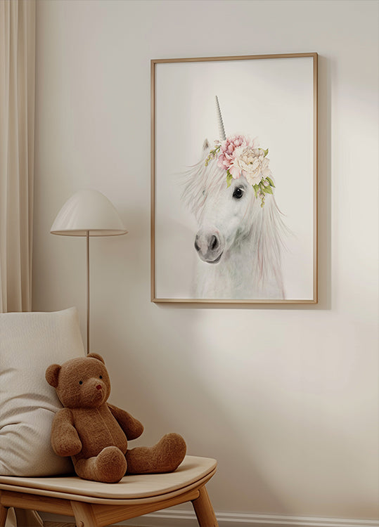 Licorne florale Poster