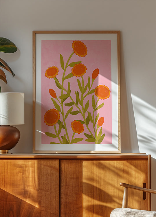 Fleurs orange vibrantes Poster