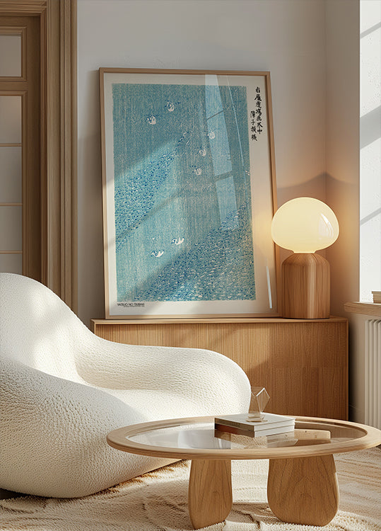 Impression sur bois bleue Poster