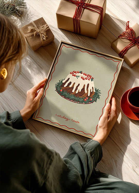 Gâteau de Noël. Affiche de goût de vacances