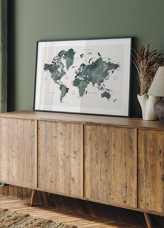 Carte du monde aquarelle avec villes, Makoa (NOUVEAU)