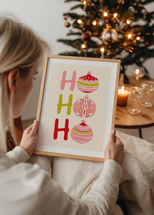 HoHoHo Joyeuse petite illustration de Noël Poster