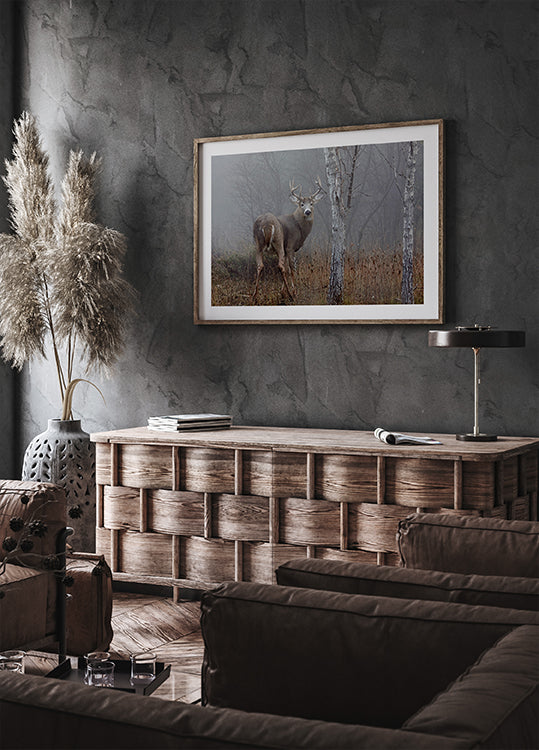 Poster Buck à queue blanche - Dans le brouillard d'automne