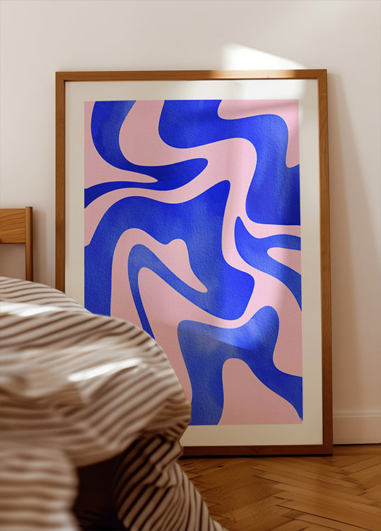 Vague bleue abstraite Poster